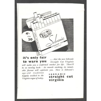 SOBRANIE CIGARETTES tobacco :- Original Vintage 1935 Magazine Advert