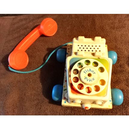 Old Vintage Original Fisher Price Pull Phone # 2063 6 1/2" Long Working 1985