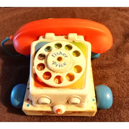 Old Vintage Original Fisher Price Pull Phone # 2063 6 1/2" Long Working 1985