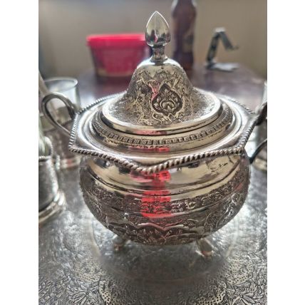 Persian silver tea set purchased in Teheran in 1971