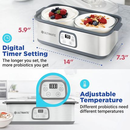 Ultimate Probiotic Yogurt Maker with Adjustable Time & Temp Control - Make Trill