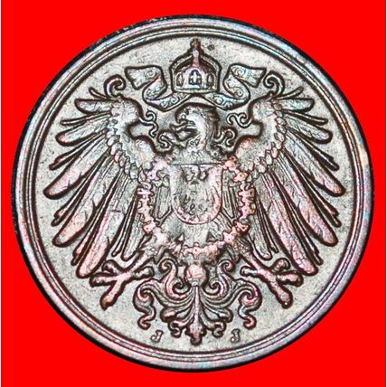 Ⰶ EAGLE (1890-1916): GERMANY ★ 1 PFENNIG 1912J HAMBURG! ★LOW START★NO RESERVE