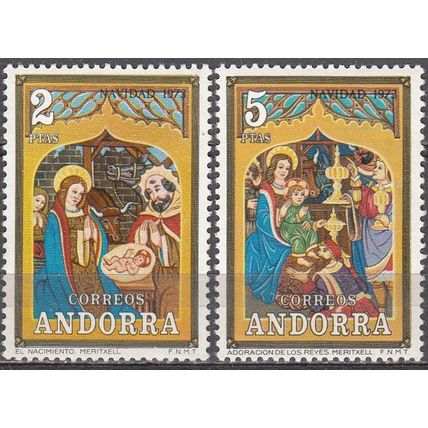 Andorra Español 1973 Michel 86 - 87 Neuf ** Cote (2008) 2.00 € Noël Peintures
