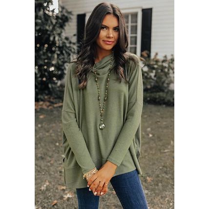 Jungle Green Cowl Neck Shift Tunic Top