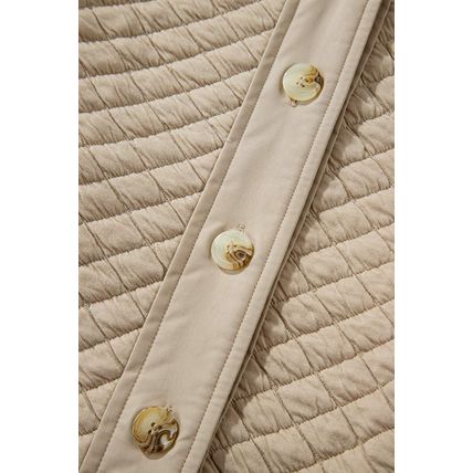 Jet Stream Solid Color Quilted Puffer Buttoned Shacket