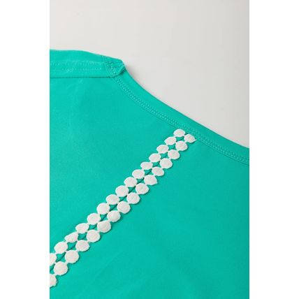 Sea Green Lace Bow Raw Edge Drop Shoulder Casual T Shirt