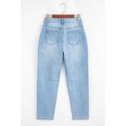 Beau Blue High Rise Barrel Relaxed Patch Pocket Jeans