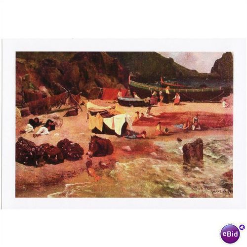 Marine Art Postcard Fishing Boats at Capri Bierstadt Sailing