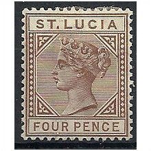 St Lucia 1883 SG34 4d Brown Mounted Mint . .