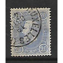 BELGIUM 1869 20c BLUE SG 51b FINE USED