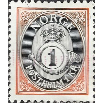 NORWAY, Posthorn, postfrim, orange 1992, 1Kr, #2