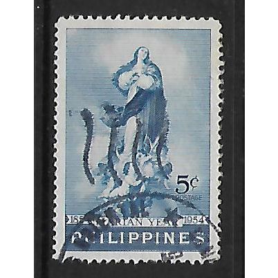 PHILIPPINES 1954 MARIAN YEAR 5c BLUE MURILLO SG 773 FINE USED#2