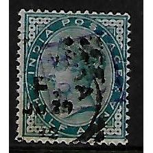INDIA 1883 1/2a BLUE GREEN SG 85 FINE USED