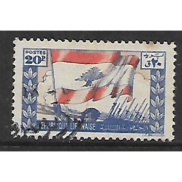 LEBANON 1940 20p VICTORY NATIONAL FLAG SG 302 FINE USED#