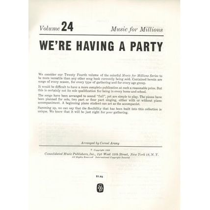 We're Having a Party Songbook 1959 FREE Shipping