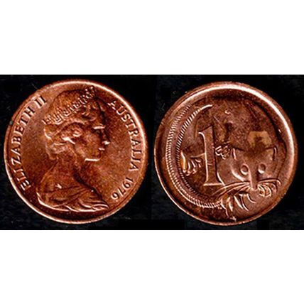 Australia One Cent 1976 Used Coin Possum Queen Elizabeth II 1c QE II