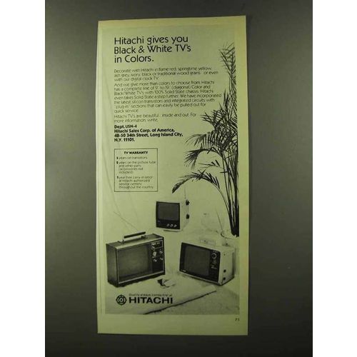 1973 Hitachi Televisions Ad - Black & White in Colors