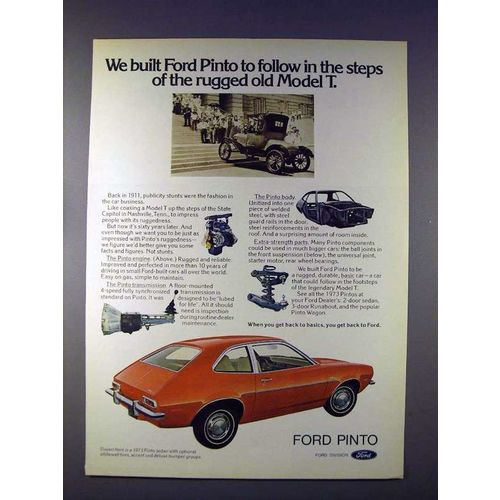 1973 Ford Pinto Sedan Car Ad - Follow in the Steps