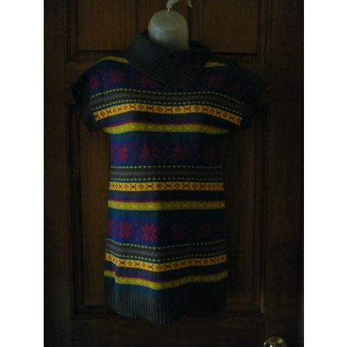Bongo Girls Side Button Cowl Neck Snowflake Print Tunic Sweater - Size L