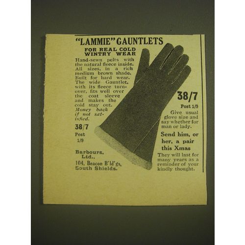 1958 Barbours Lammie Gauntlets Ad - Lammie Gauntlets for real cold wintry wear