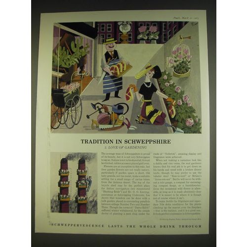 1963 Schweppes Drinks Ad -Stephen Potter, George Him - Love of Gardening