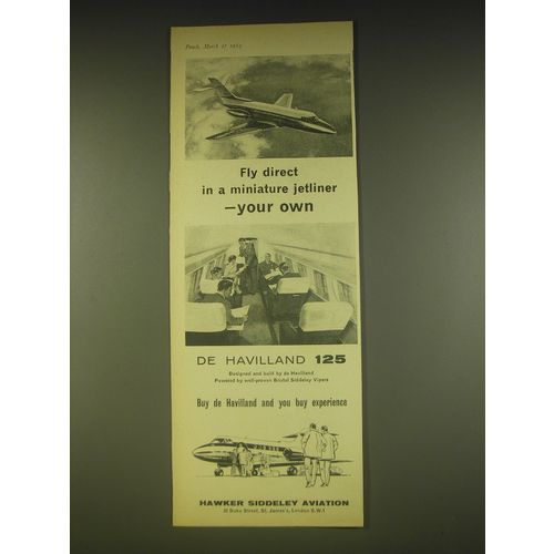 1963 Hawker Siddeley de Havilland 125 Jetliner Advertisement - Fly direct