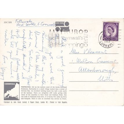 GB Truro Slogan Postmark Truro Cornwall's Shopping Centre1967 Postcard