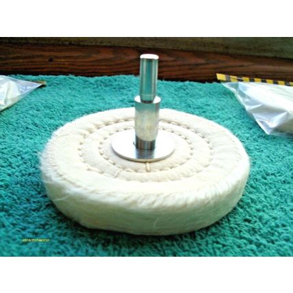 Six pc 3" Full Sewn Polishing Buffing Wheels w/ 1/4" Arbor also 1 Metal Mandrel