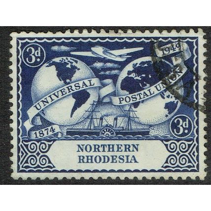 Northern Rhodesia 1949 75th Anniversary of UPU 3d Deep Blue SG51 FU