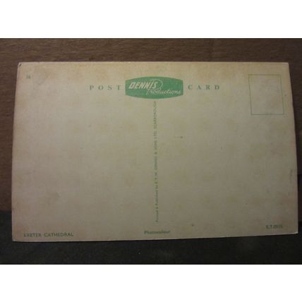 EXETER CATHEDRAL, DEVON unused vintage postcard by E T W Dennis =