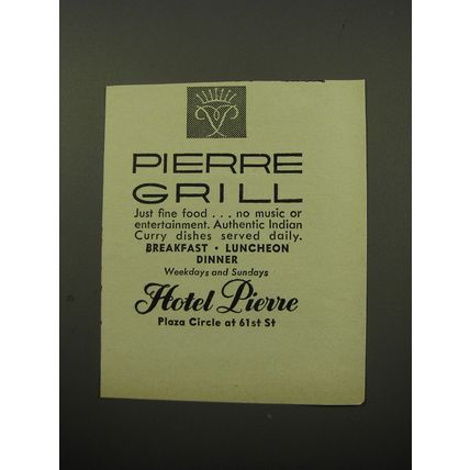 1950 Hotel Pierre Advertisement - Pierre Grill