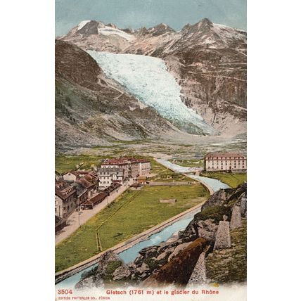 Gletsch & Glacier Du Rhone Old Switzerland Postcard