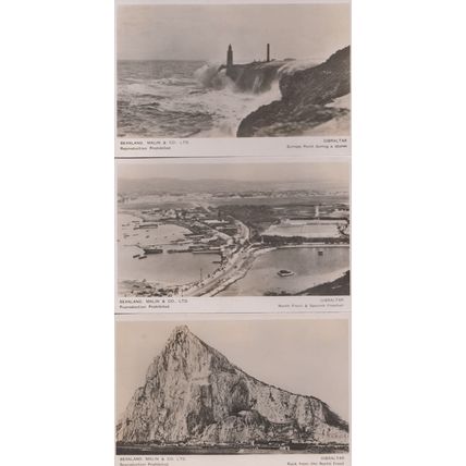 Gibraltar Storm Rough Sea Frontier Aerial Rock Mountain 3x Rare Postcard s