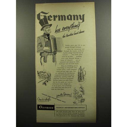 1953 German Tourist Information Office Advertisement - Germany has everything