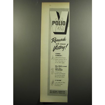 1953 The National Foundation for Infantile Paralysis Ad - Polio Research