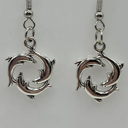 Dolphin Design Dangle Earrings Zinc Alloy #578