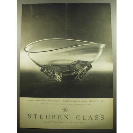 1958 Steuben Glass Basket Shaped Bowl Advertisement