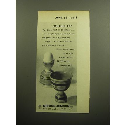 1958 Georg Jensen Egg Cup-Tumblers Advertisement - Double Up