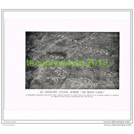 INFANTRY ATTACK ACROSS NO MANS LAND, FRANCE, PHOTO BOOK ILLUSTRATION c1914