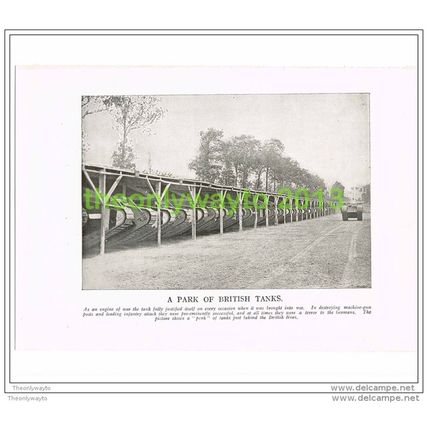 PARK OF BRITISH TANKS, FRANCE, PHOTO BOOK ILLUSTRATION c1914