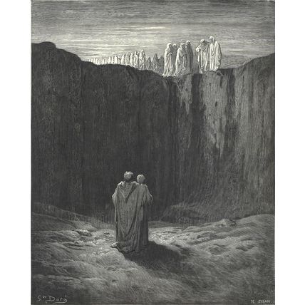 BAND OF SOULS 1903 Gustave Doré - Dante Alighieri ANTIQUE ENGRAVING