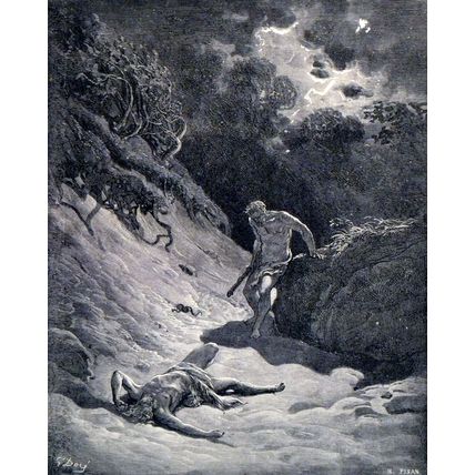 DEATH OF ABEL 1885 Gustave Doré - Heliodore Joseph Pisan ANTIQUE ENGRAVING