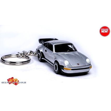 RARE KEYCHAIN SILVER PORSCHE 911 CARRERA TURBO GREAT GIFT & DESK DISPLAY