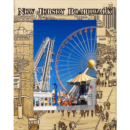New Jersey Boardwalk Laser Engraved Wood Picture Frame Portrait (3 x 5)
