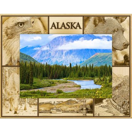 Alaska Quad Laser Engraved Wood Picture Frame Landscape (8 x 10)