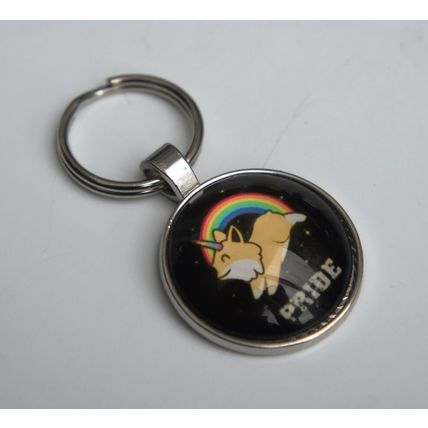 SUPER CUTE PRIDE KEYRING WITH DOGGIECORN AND RAINBOW IN GIFT BAG