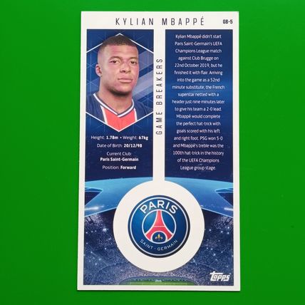 Topps Best Of The Best 2020/21 Game Breakers Kylian Mbappe GB5 Foil