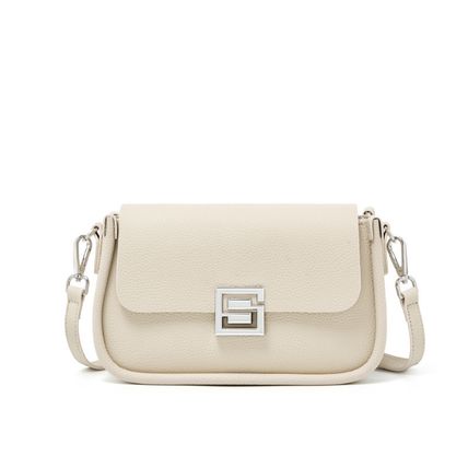 Genuine Leather Women TOGO Shoulder Cross Bag White