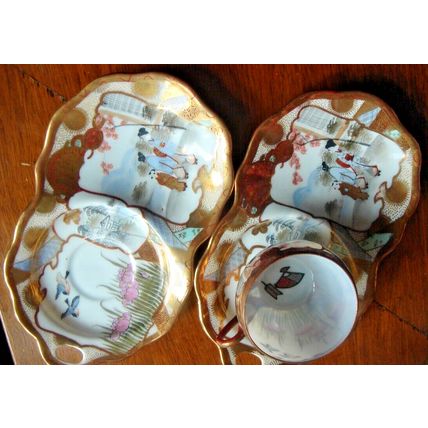 Antique Victorian JAPANESE TEA SET 1800s early 1900s Japan Oriental vintage