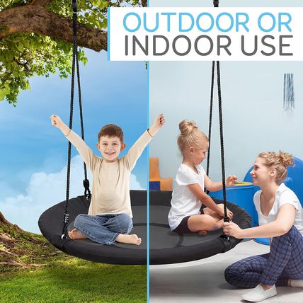 Serenelife Saucer Swing with Tree Hang Kit, 40” Outdoor Tree Swing, 2 Adjustable